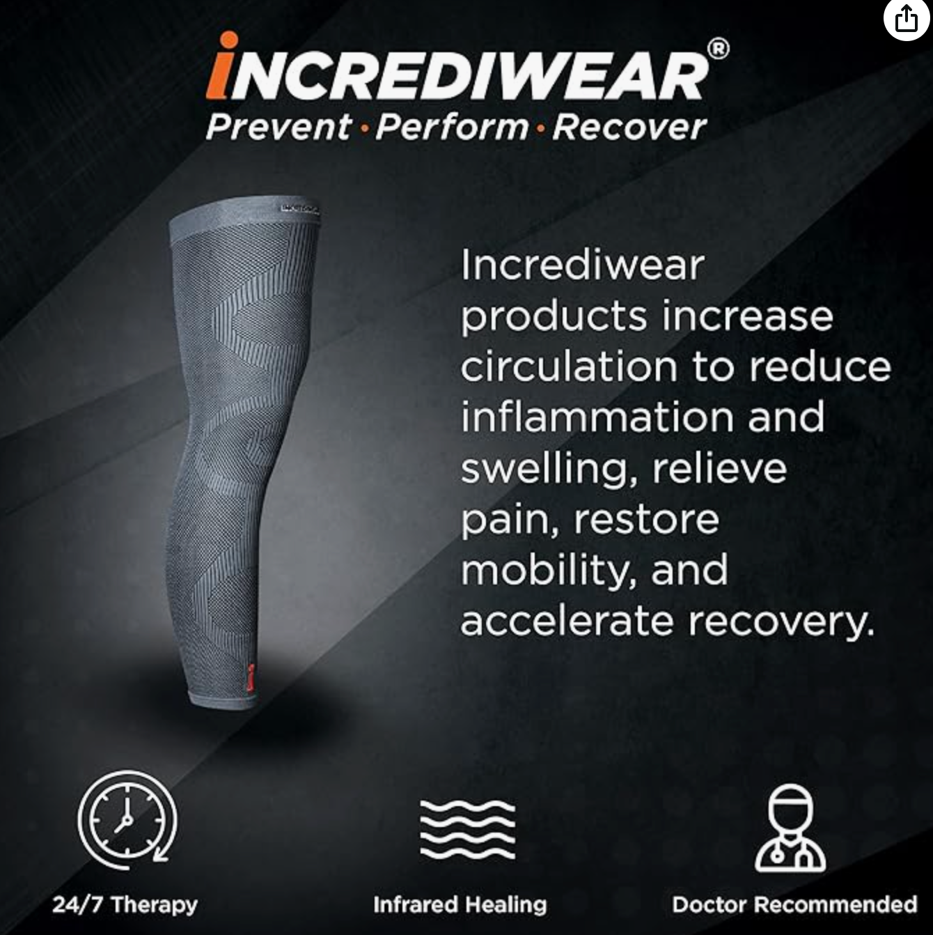 Incrediwear Leg Sleeve For Muscle Recovery