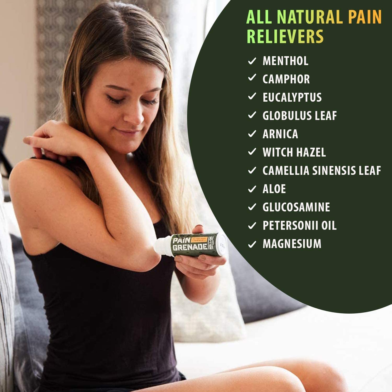 Pain Grenade Roll On Pain Relief - Roll On Muscle Pain Reliever for Pain & Arthritis – with Arnica, Menthol & Camphor