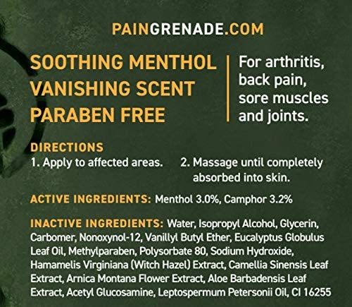 Pain Grenade Roll On Pain Relief - Roll On Muscle Pain Reliever for Pain & Arthritis – with Arnica, Menthol & Camphor