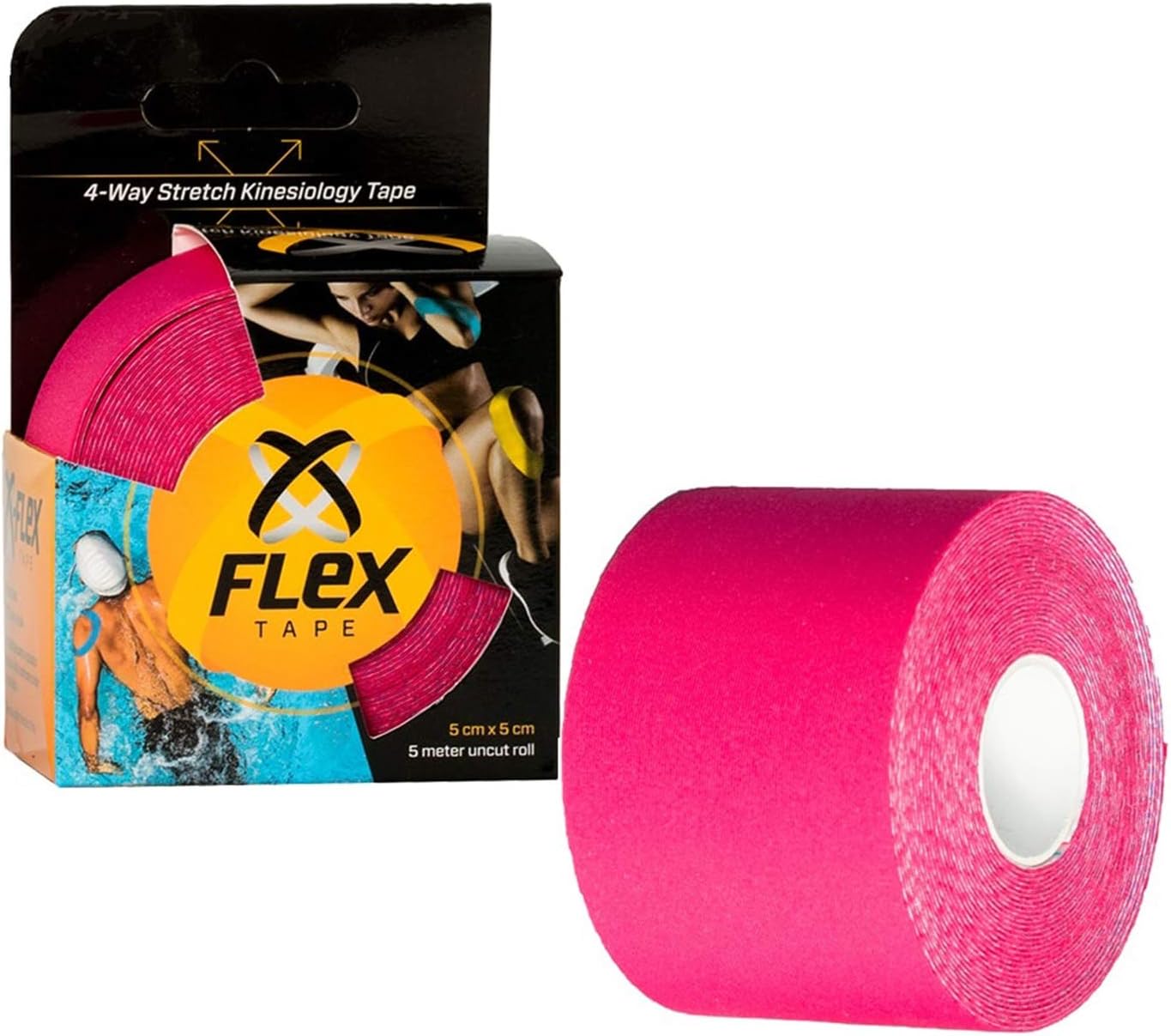 XFlex K-Tape Waterproof Uncut Roll – Physio Tape 4 Way Stretch – Kinesiology Tape Pro 2 inch x 16 ft