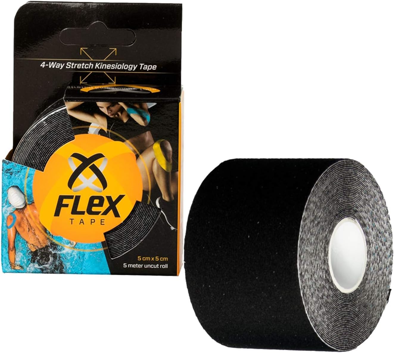 XFlex K-Tape Waterproof Uncut Roll – Physio Tape 4 Way Stretch – Kinesiology Tape Pro 2 inch x 16 ft